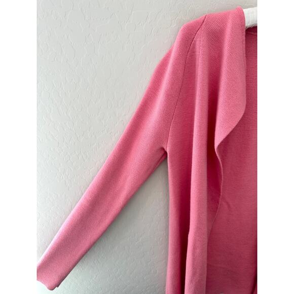 TALBOTS | Merino Wool Open Front Cardigan Pink Pocket Sweater Jacket | Medium - Picture 3 of 7